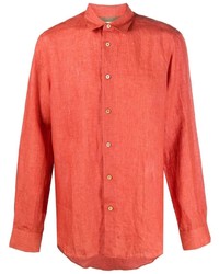 Мужская красная льняная рубашка с длинным рукавом от Paul Smith