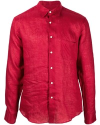 Мужская красная льняная рубашка с длинным рукавом от PENINSULA SWIMWEA