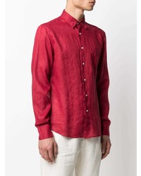 Мужская красная льняная рубашка с длинным рукавом от PENINSULA SWIMWEA