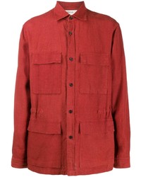 Мужская красная льняная рубашка с длинным рукавом от Z Zegna