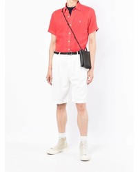 Мужская красная льняная рубашка с коротким рукавом от Polo Ralph Lauren