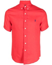 Мужская красная льняная футболка-поло от Polo Ralph Lauren