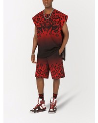 Мужская красная майка с леопардовым принтом от Dolce & Gabbana