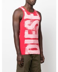 Мужская красная майка с принтом от Diesel