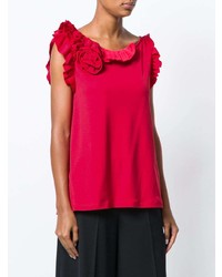 Женская красная майка с рюшами от Lanvin