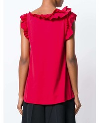 Женская красная майка с рюшами от Lanvin