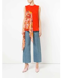 Женская красная майка с цветочным принтом от MSGM