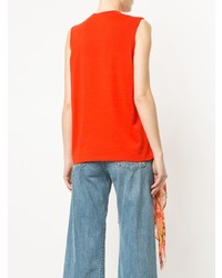 Женская красная майка с цветочным принтом от MSGM