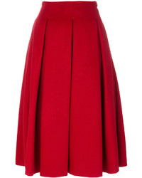 Красная меховая юбка со складками от Max Mara
