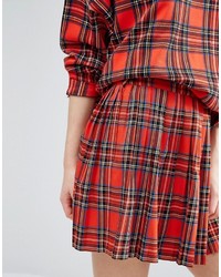 Красная мини-юбка в шотландскую клетку от Monki