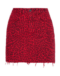 Красная мини-юбка с леопардовым принтом