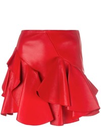 Красная мини-юбка с рюшами от Alexander McQueen