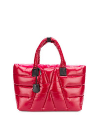 Красная нейлоновая стеганая большая сумка от Moncler