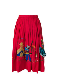 Красная пышная юбка с вышивкой от William Vintage