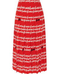 Красная пышная юбка с принтом от Gucci
