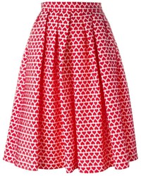 Красная пышная юбка с принтом