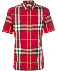 Мужская красная рубашка в шотландскую клетку от Burberry