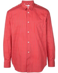 Мужская красная рубашка с длинным рукавом в вертикальную полоску от Supreme