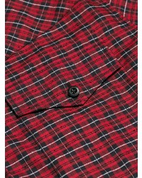 Мужская красная рубашка с длинным рукавом в клетку от Givenchy