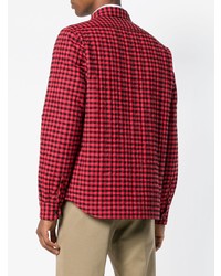 Мужская красная рубашка с длинным рукавом в клетку от Aspesi