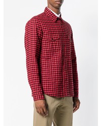 Мужская красная рубашка с длинным рукавом в клетку от Aspesi