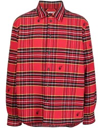 Мужская красная рубашка с длинным рукавом в шотландскую клетку от Off-White