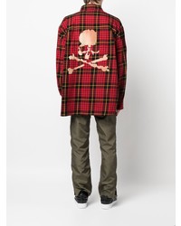 Мужская красная рубашка с длинным рукавом в шотландскую клетку от Mastermind Japan