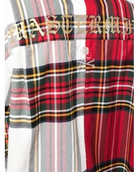 Мужская красная рубашка с длинным рукавом в шотландскую клетку от Mastermind Japan