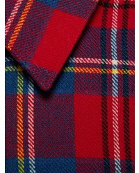 Мужская красная рубашка с длинным рукавом в шотландскую клетку от Gucci