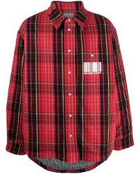 Мужская красная рубашка с длинным рукавом в шотландскую клетку от VTMNTS