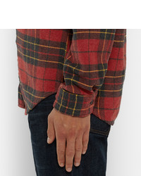 Мужская красная рубашка с длинным рукавом в шотландскую клетку от J.Crew