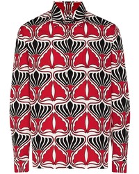 Мужская красная рубашка с длинным рукавом с геометрическим рисунком от Prada