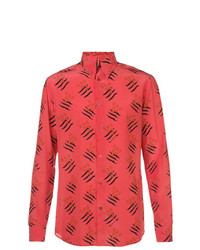 Мужская красная рубашка с длинным рукавом с принтом от Givenchy