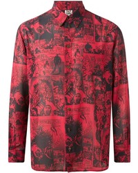 Мужская красная рубашка с длинным рукавом с принтом от Jean Paul Gaultier