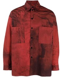 Мужская красная рубашка с длинным рукавом с принтом от Lemaire