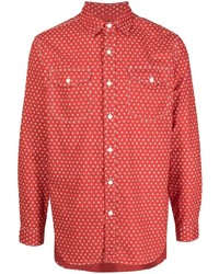 Мужская красная рубашка с длинным рукавом с принтом от Polo Ralph Lauren
