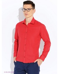 Мужская красная рубашка с длинным рукавом от BAWER