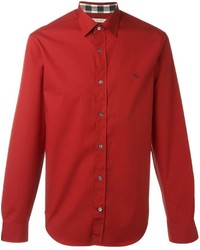 Мужская красная рубашка с длинным рукавом от Burberry
