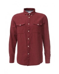 Мужская красная рубашка с длинным рукавом от Burton Menswear London