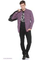 Мужская красная рубашка с длинным рукавом от Oodji