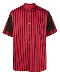Мужская красная рубашка с коротким рукавом в вертикальную полоску от Comme Des Garcons SHIRT
