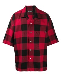 Мужская красная рубашка с коротким рукавом в мелкую клетку от Mastermind Japan