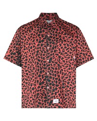 Красная рубашка с коротким рукавом с леопардовым принтом