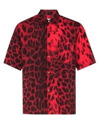 Мужская красная рубашка с коротким рукавом с леопардовым принтом от Aries