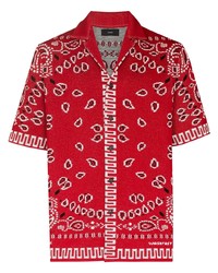 Мужская красная рубашка с коротким рукавом с "огурцами" от Alanui