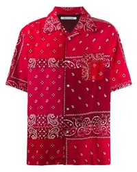 Мужская красная рубашка с коротким рукавом с "огурцами" от Children Of The Discordance