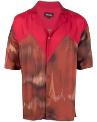Мужская красная рубашка с коротким рукавом с принтом от Ahluwalia