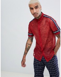 Мужская красная рубашка с коротким рукавом с принтом от ASOS DESIGN