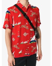 Мужская красная рубашка с коротким рукавом с принтом от Polo Ralph Lauren