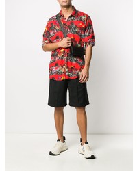 Мужская красная рубашка с коротким рукавом с принтом от Mauna Kea